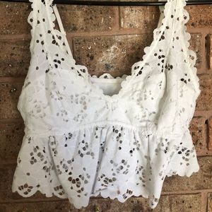 Eyelet White Crop Top